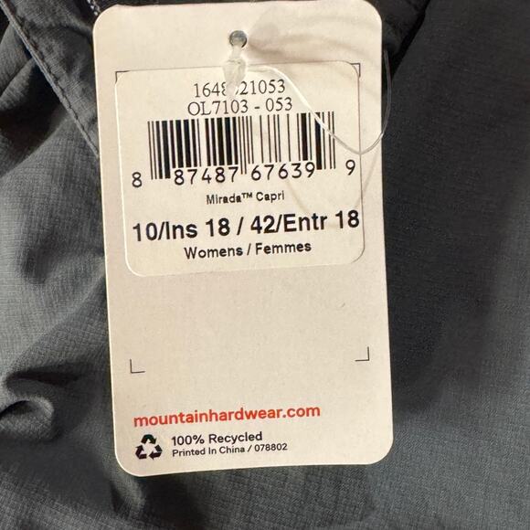 Mountain Hardwear SZ 10 Mirada Capris UPF 50 DWR Lightweight Quick-Dry Mid-Rise - Picture 10 of 10